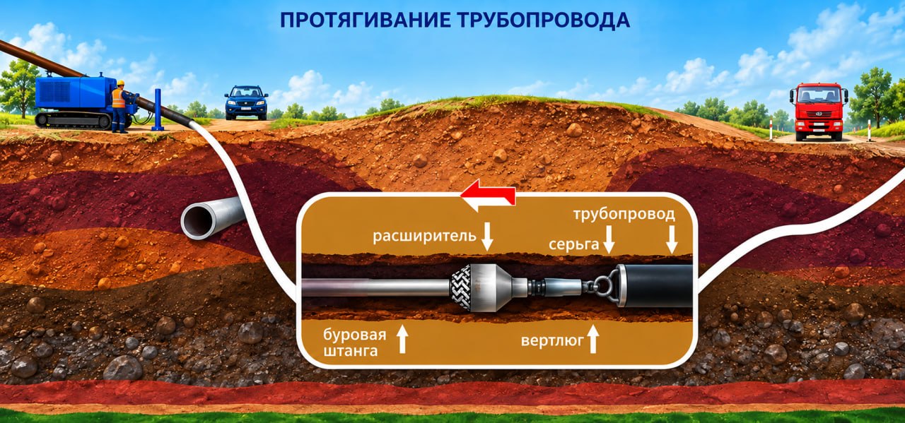 Протягивание трубопровода ГНБ